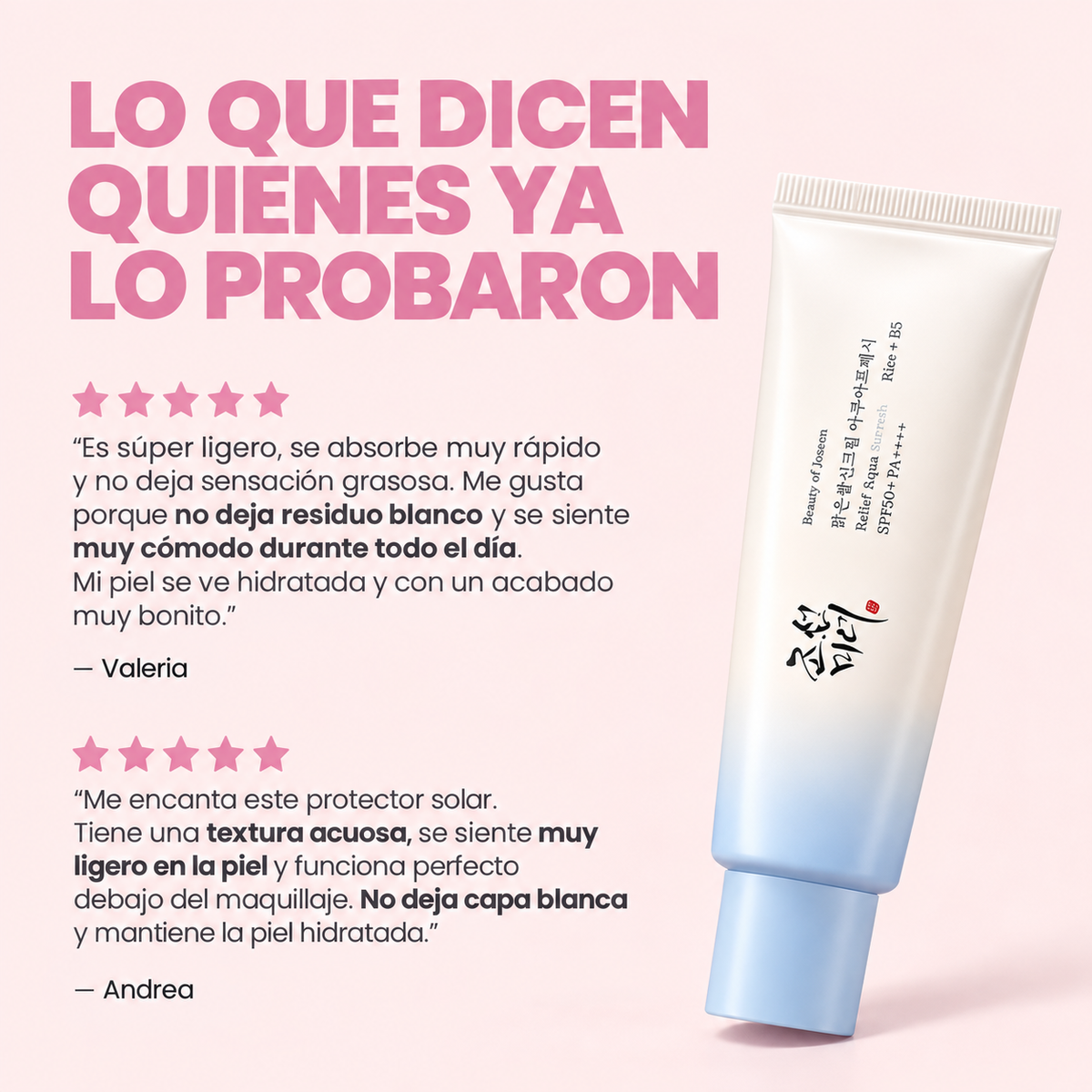 Beauty of Joseon Relief Sun Aqua-Fresh SPF50+ PA++++ | Protector Solar Coreano Ligero con Arroz y Vitamina B5 50ml